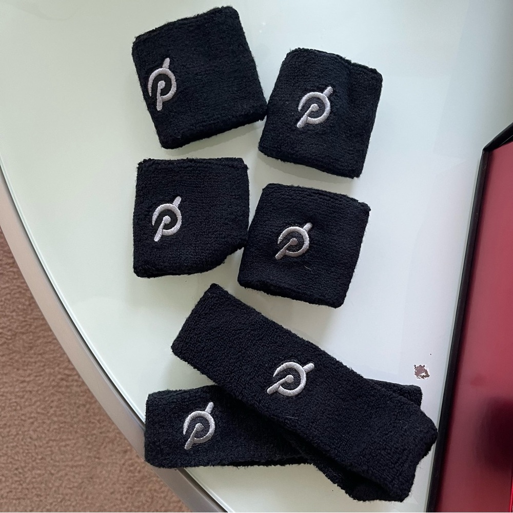 Peloton Accessories Kit in Box w/Bike Towel, Sweat Bands, Backpacks, and Bottle